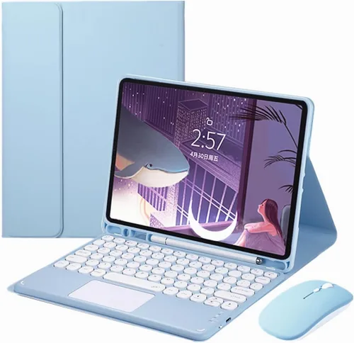 Vista 10 de Galaxy Tab S6 Lite 10.4 pulgadas 2024/2022/2020 Funda de teclado táctil con mouse Lindas teclas redondas Touchpad Slim Smart Magnético Desmontable