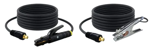 Vista 9 de SÜA - Conjunto de cables de soldadura de 300 amperios - Conector de terminal - Cable de cobre 100% AWG # 1 (15 pies cada plomo)