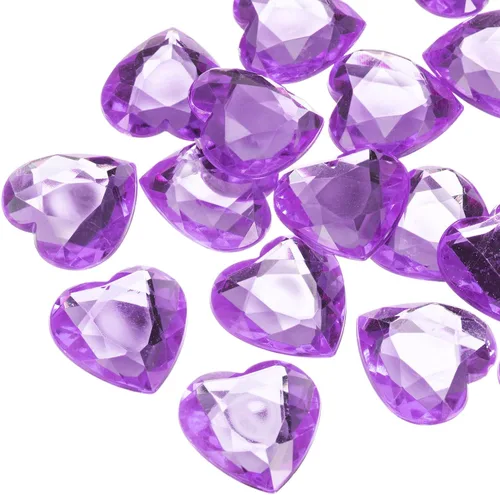 Vista 45 de MECCANIXITY 20 piezas de diamantes de imitación acrílicos de corazón de 0.787 pulgadas (0.787 in) con parte trasera plana, gemas de plástico