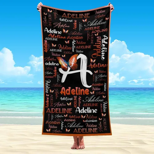Vista 14 de Artsadd Toalla de playa personalizada para adultos, manta de playa personalizada de baloncesto con nombre inicial como regalo de fiesta para viajes
