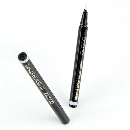 Vista 14 de Docolor - Lápiz delineador de ojos impermeable súper delgado y preciso, delineador líquido negro para todo el día, maquillaje profesional, lápiz