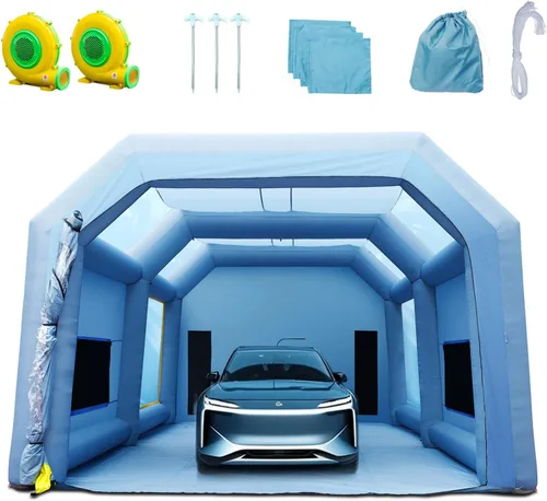Vista 19 de VEVOR Cabina de Pintura Inflable Portátil, Cabina de Pulverización Inflable de 13 x 8 x 8 pies, Carpa de Pintura para Automóvil con Sistema