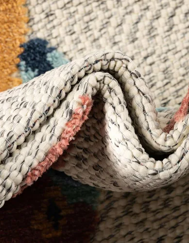 Vista 6 de Unique Loom Belize Outdoor Collection - Alfombra de área Moho (2 pies x 3 pies 1 pulgada, rectangular, blanco/azul marino)