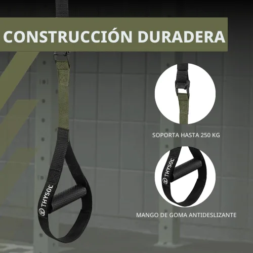 Vista 2 de THYSOL® Resistance Trainer Pro Xtreme Straps Army Juego de entrenamiento de cabestrillo con anclaje de puerta ajustable Entrenamientos