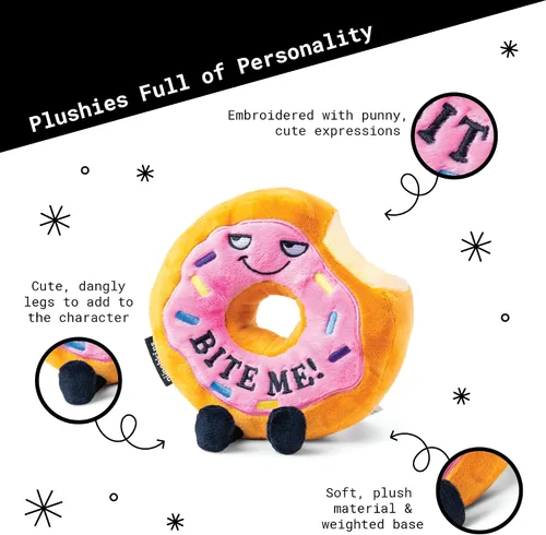 Vista 4 de Punchkins Donut Plushie - Bite Me Sassy Donut Plush, regalo para amigos, juguete de peluche de comida para regalar