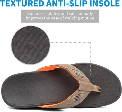 Vista 6 de Sandalias ortopédicas para hombre con soporte de arco para fascitis plantar, pies planos, para interiores y exteriores, sandalias de playa