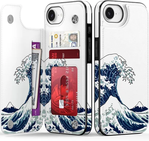 Vista 244 de LETO para iPhone 15 Pro Funda tipo cartera - Tapa tipo folio con patada - Diseños de moda - Tarjetero - Funda protectora para mujeres y niñas - 6.1