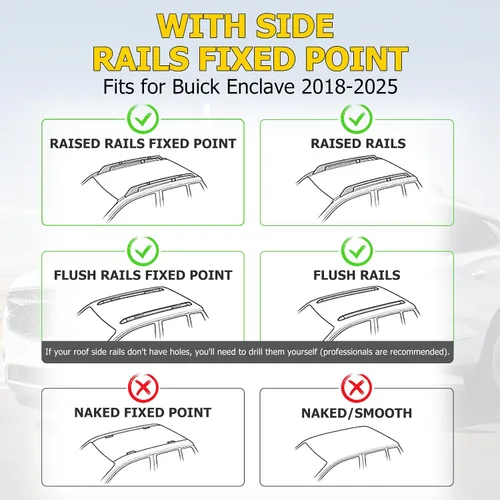 Vista 2 de AUXMART Barra transversal para portaequipajes para Buick Enclave 2018-2026 con rieles laterales