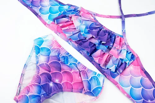 Vista 5 de DNFUN Colas de sirena para nadar para niñas, traje de baño de sirena con monoaleta