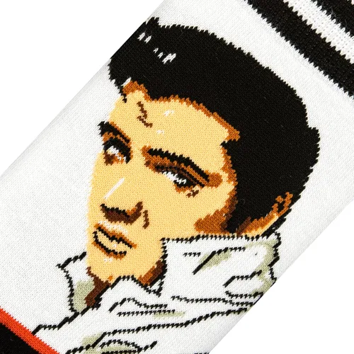 Vista 4 de Odd Sox, Elvis Presley, The King of Rock N Roll - Calcetines para hombre, divertidos regalos de coleccionista, Negro