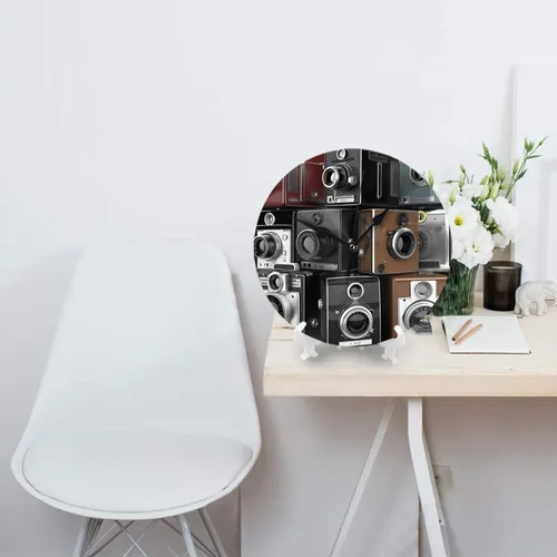 Vista 3 de Reloj de pared retro Cool Camera Collection de 10 pulgadas, silencioso, sin tictac, funciona con pilas, reloj analógico, relojes redondos clásicos