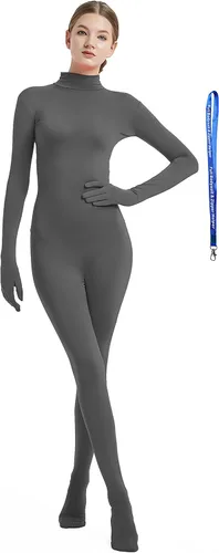 Vista 14 de Overol completo Full Bodysuit para mujer, con cremallera, sin capucha, de licra Spandex, para disfraz Zentai Negro