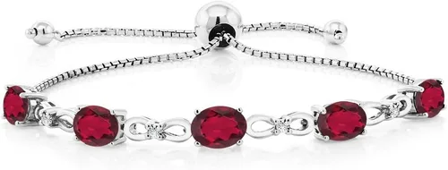 Vista 18 de Gem Stone King Pulsera de tenis de diamantes cultivados en laboratorio con piedra natal de 3-6 quilates para mujer, plata de ley 925, ovalada