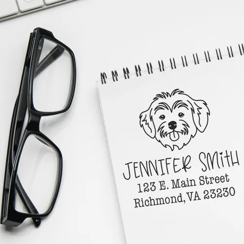 Vista 33 de Sello de dirección personalizado Basset Hound – Sello personalizable con nombre y dirección para sobres, ideal para amantes de los perros
