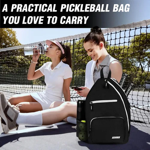 Vista 6 de Bolsa de Pickleball AEROBIX para Mujeres y Hombres, Mochila de Pickle Ball - Cremalleras Mejoradas, Gran Capacidad, Bolsillo Acolchado para Pala