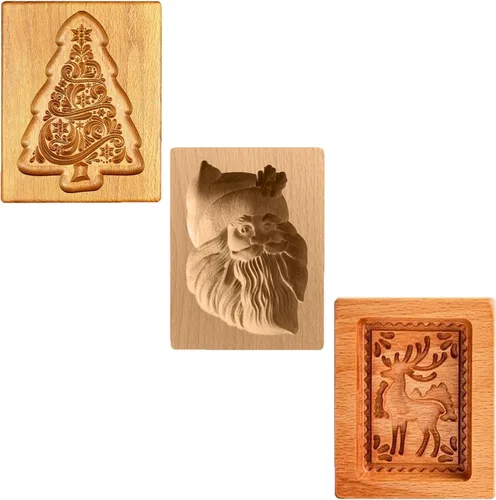 Vista 6 de Molde de Galletas de Madera, Molde de Horneado 3D, Herramienta de Decoración de Gravura para Artesanía, Adecuado para Halloween, Acción de Gracias