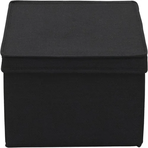 Vista 6 de Household Essentials Caja de almacenamiento grande de tela con tapa, color negro, juego de 2