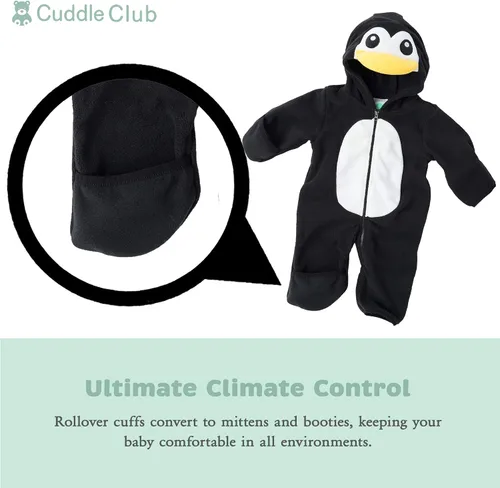 Vista 2 de Enterizo de vellón Bunting para bebé rómper con capucha para niño de una sola pieza ropa de exterior chaqueta
