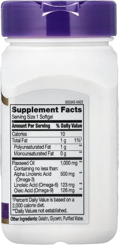 Vista 2 de 21st Century Aceite de linaza 1000 mg cápsulas blandas, 60 unidades (22407)