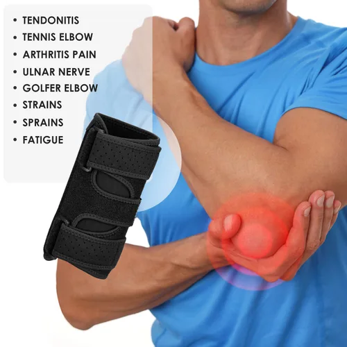 Vista 2 de Codera, 2 férulas de metal extraíbles para tendinitis, codo para atrapamiento del nervio cubital, síndrome del túnel cubital, férula de codo