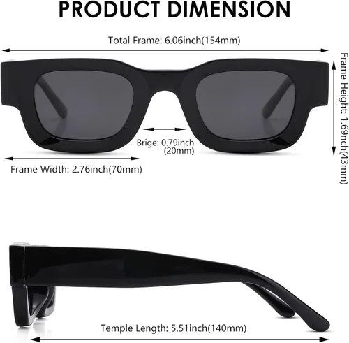 Vista 4 de NULOOQ Aesthetic Thick Frame Rectangle Polarized Sunglasses for Women Men Trendy Chunky Small Square Sunglasses