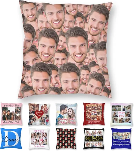Vista 18 de Funda de almohada personalizada con texto de imagen, funda de almohada con foto personalizada, diseño personalizado para mamá, papá, amigos