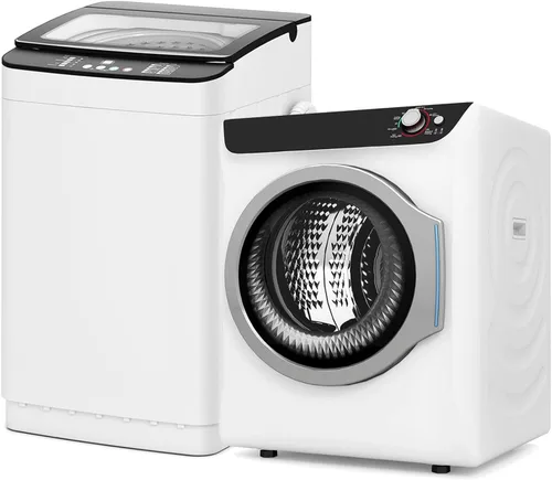 Vista 11 de Auertech Juego combinado de lavadora y secadora portátil, lavadora totalmente automática de 18 libras con bañera interior de acero inoxidable