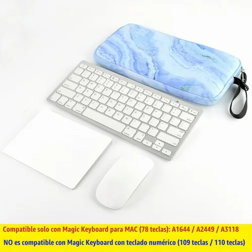 Vista 5 de Funda de neopreno para teclado de transporte, bolsa de protección compatible con teclado mágico 1 y 2, teclado inalámbrico, mouse mágico, trackpad