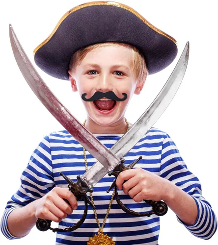 Vista 5 de HESTYA 48 piezas de bigotes falsos a granel, autoadhesivas, novedad de bigotes, calcomanías de bigotes de pirata francés, disfraz de barba