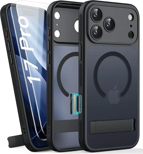 Vista 46 de BXYJY Funda magnética para iPhone Air con soporte, compatible con MagSafe, botón de control de cámara, protección completa de la lente, caída