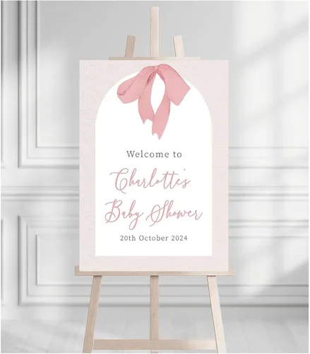 Vista 32 de Letrero de bienvenida para baby shower, personalizable, con texto en inglés «We Can Bearly Wait» Neutral Cute Teddy Bear Theme, varios tamaños