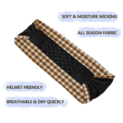 Vista 2 de Café Marrón Bronce Gingham banda elástica para el cabello para baloncesto baloncesto bandas elásticas para el cabello