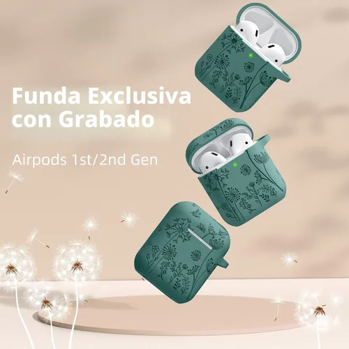 Vista 2 de Lerobo - Funda para AirPod de 2ª/1ª generación con llavero para mujeres y niñas Verde Pino