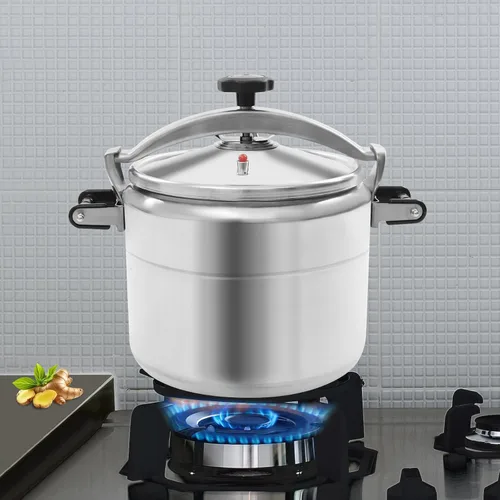 Vista 3 de Olla a presión de aluminio de 31.7 cuartos de galón, 2 válvulas de seguridad, 5 PSI de gran capacidad, olla para cocinas o uso comercial, estufas