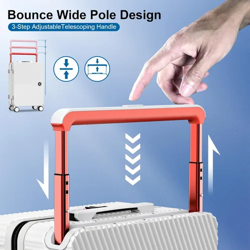 Vista 6 de Lightweight Carry On Luggage 20inch Wide Handle Suitcase,Travel Luggage (03-WHITE)