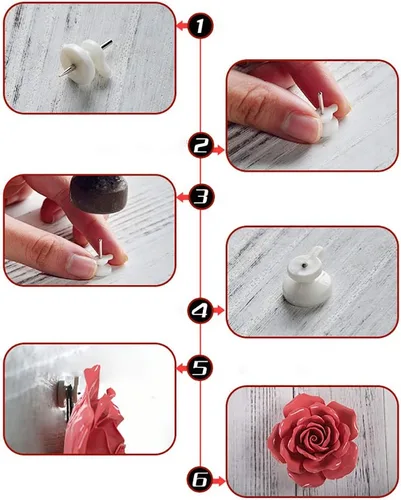 Vista 6 de Flor artificial de peonía de cerámica para decoración de pared, hecha a mano, arte 3D para sala de estar, hogar, pasillo, dormitorio, cocina
