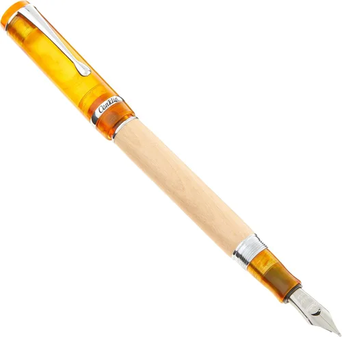 Vista 22 de Conklin Duragraph - Pluma estilográfica ámbar, punta media de oro macizo de 14 quilates, elegante herramienta de escritura con acabado ámbar cálido