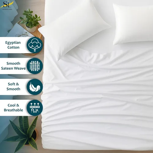 Vista 2 de Shreem Linen Short King - Sábanas de 72 x 75 pulgadas, 100% algodón egipcio, juego de ropa de cama de 4 piezas, se adapta a colchones de caravana