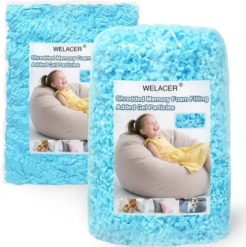 Vista 6 de Relleno de puf de 5 libras, relleno de espuma viscoelástica triturada azul para almohadas y camas para perros