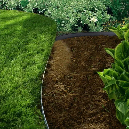 Vista 5 de El kit de bordes de jardín negro de 20 pies sin excavar incluye 18 picos, valla de borde de patio premium con un pico por pie