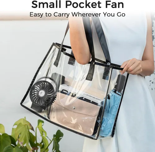 Vista 7 de COMLIFE Ventilador de nebulización portátil de mano, funciona con batería recargable de 3000 mAh, plegable de 180°, mini ventilador personal