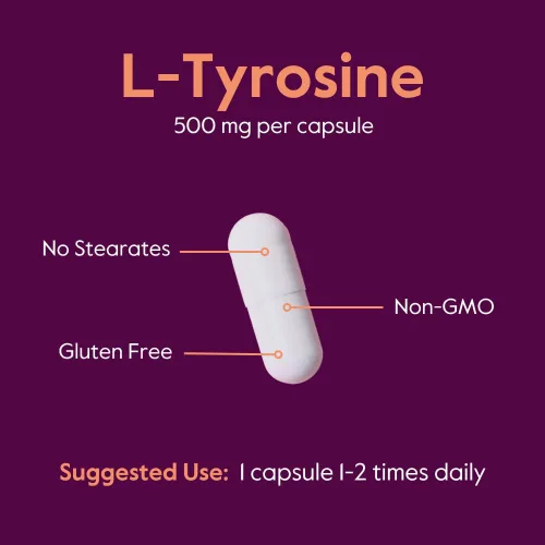 Vista 5 de BESTVITE L-tirosina 500mg (240 cápsulas) - Sin estearatos - Sin OMG - Sin gluten