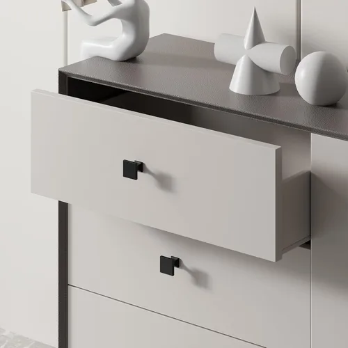 Vista 2 de Homdiy Paquete de 5 tiradores para gabinete color negro mate, manijas de zinc de aleación para cajones y aparadores, accesorios de cocina