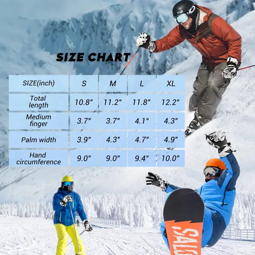 Vista 7 de ATERCEL Guantes de esquí para hombre y mujer, impermeables, 2022, guantes de nieve con pantalla táctil, guantes de snowboard para clima frío
