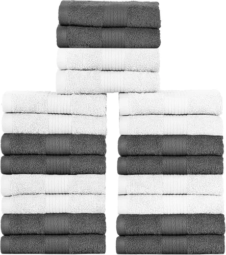 Vista 55 de Ample Decor Juego de 12 toallas de baño de 600 GSM, 100% algodón, 4 toallas de baño, 4 toallas de mano, 4 paños de lavado, absorbentes y suaves