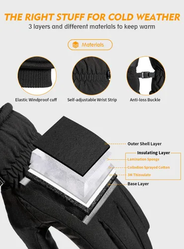 Vista 2 de TRENDOUX Guantes de invierno para hombre y mujer, 3M Thinsulate, cálidos, térmicos, impermeables, guantes de esquí