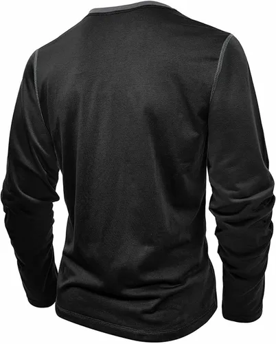 Vista 4 de Henley Shirt for Men, Long Sleeve Casual Button Placket, Classic Lightweight Cotton Pullover Basic Tee Tops