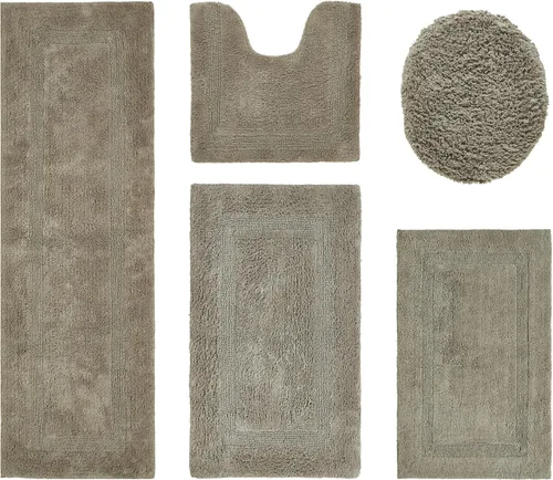 Vista 60 de Better Trends - Juego de 2 alfombras de baño 100% algodón, extra suaves, con borlas, de 17" x 24", alfombra de baño superabsorbente y reversible