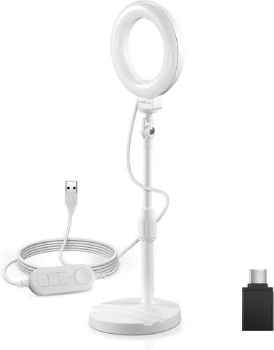Vista 9 de NEEWER BR60 - Anillo de luz básico de 5 pulgadas para iluminación de videoconferencia, kit de luz con clip con soporte de trípode de escritorio