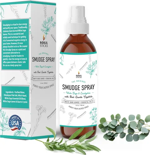 Vista 14 de SOUL STICKS Spray de Palo Santo y Sándalo para Limpieza y Energía Negativa Spray de Palo Santo 3.5oz con Cristales de Cuarzo Reales Spray